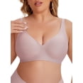 thumbnail image 1 of INSPIRE CHIC Women's Deep V Seamless Wirefree Adjustable Straps Bras Light Soft Cup Plus Size Lingerie XL Pink, 1 of 4