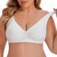 thumbnail image 1 of INSPIRE CHIC Women's Deep V Seamless Wirefree Adjustable Straps Bras Light Soft Cup Plus Size Lingerie XL White, 1 of 4