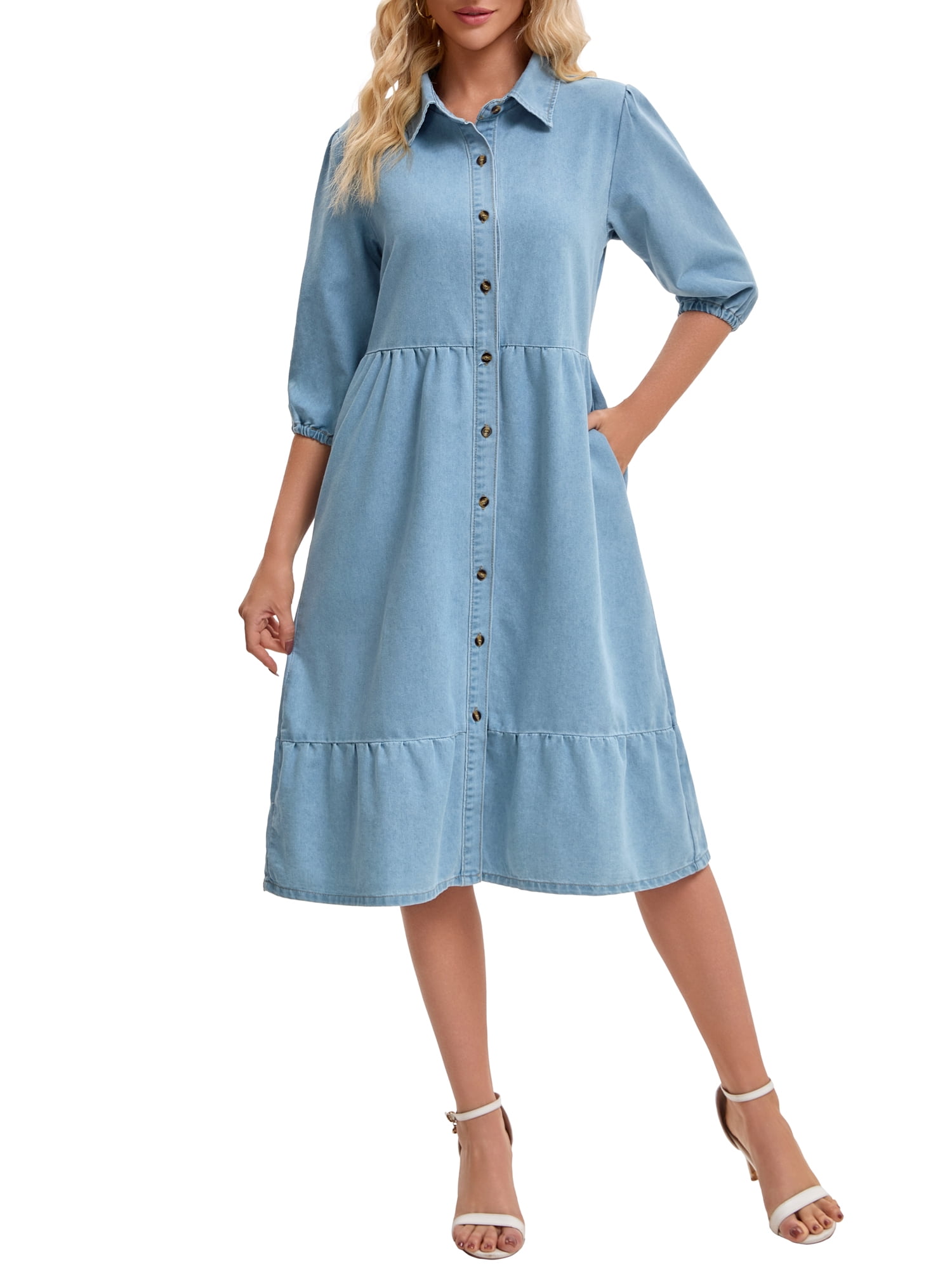 white christmas dresses Retrofete Women's Nadiya Sequined Denim Dress - Blue - Size S main image 1