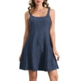 thumbnail image 1 of INSPIRE CHIC Women's Denim Dress Square Neck A-line Casual Tank Mini Dress XS Dark Blue, 1 of 6