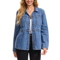 thumbnail image 1 of INSPIRE CHIC Women's Denim Jackets Distressed Button Down Long Sleeve Jean Jacket Trendy with Pockets 2XL Light Blue, 1 of 6