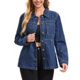 thumbnail image 1 of INSPIRE CHIC Women's Denim Jackets Distressed Button Down Long Sleeve Jean Jacket Trendy with Pockets M Dark Blue, 1 of 6