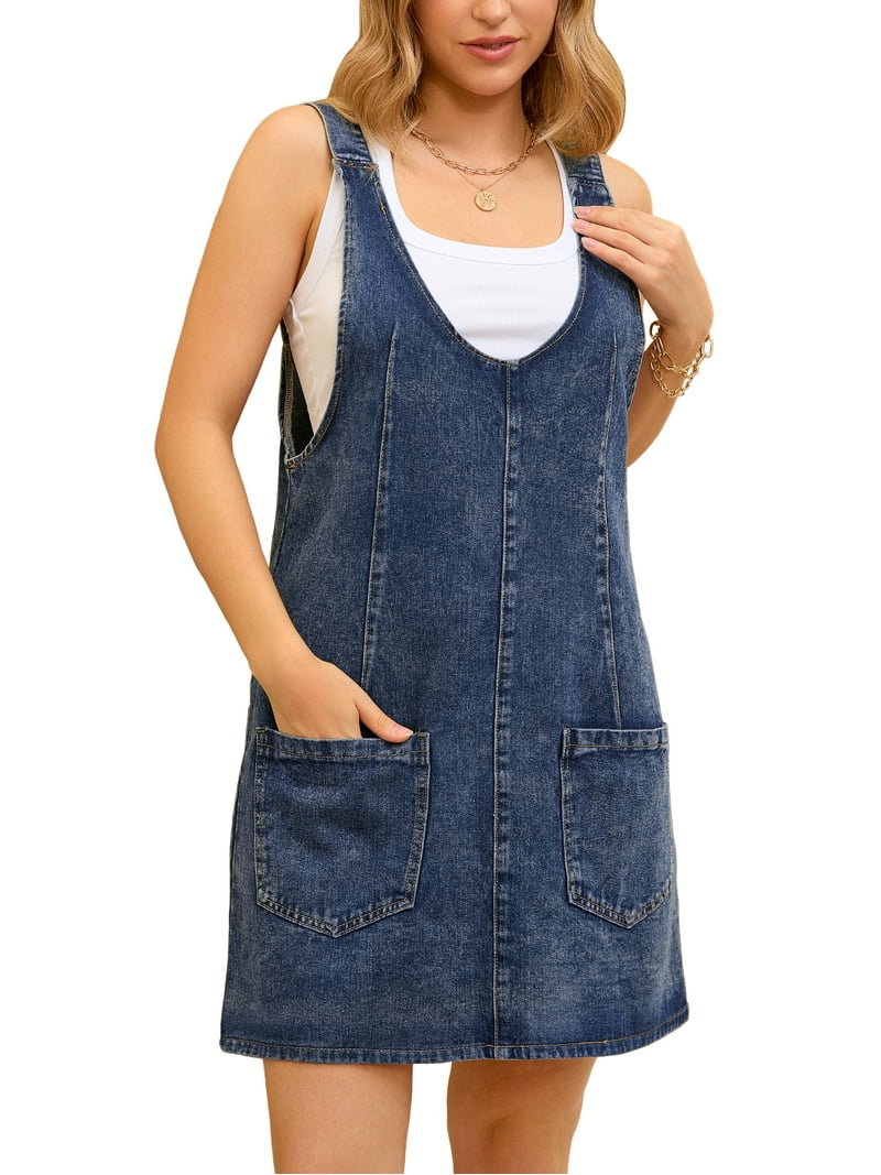 white christmas dresses Button Down Pocket Front Pinafore Dress – Love Rory main image 1
