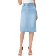 thumbnail image 1 of INSPIRE CHIC Women's Denim Skirt Back Slit Stretchy High Waisted Casual Midi Jean Skirt M Light Blue, 1 of 5