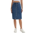 thumbnail image 1 of INSPIRE CHIC Women's Denim Skirt Button Down Pockets 2026 Western Midi Jean Skirts L Blue, 1 of 5