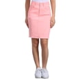 thumbnail image 1 of INSPIRE CHIC Women's Denim Skirts Distressed High Waist Ripped Hem Washed Jean Skirts with Pockets L Pink, 1 of 7