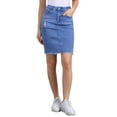 thumbnail image 1 of INSPIRE CHIC Mother's Day Women's Denim Skirts Distressed High Waist Ripped Hem Washed Jean Skirts with Pockets M Bright Blue, 1 of 7