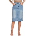 thumbnail image 1 of INSPIRE CHIC Women's Denim Skirts High Waist Back Slit Knee Length Jean Skirts Sky Blue XL, 1 of 6