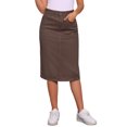 thumbnail image 1 of INSPIRE CHIC Women's High Waist Denim Midi Skirt Stretch Jean Skirt with Back Slit and Pockets Deep Brown L, 1 of 6