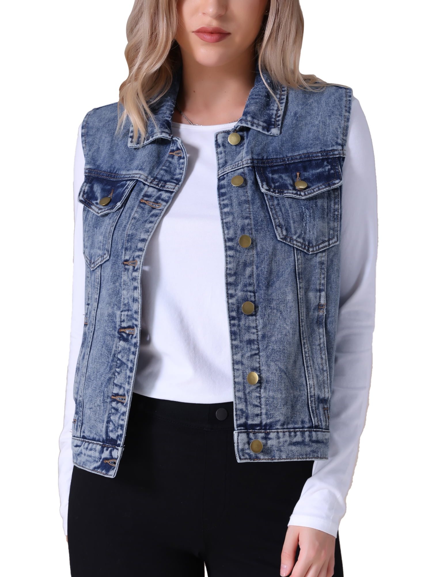 Snap Down Denim Jacket with Chest Pockets
