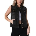 thumbnail image 1 of INSPIRE CHIC Women's Denim Vest Button Down Washed Distressed Sleeveless Jean Jacket with Pockets XL Black, 1 of 6