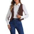 thumbnail image 1 of INSPIRE CHIC Women's Denim Vest V Neck Button Down Casual Jean Waistcoat Sleeveless Jakcet S Dark Brown, 1 of 5