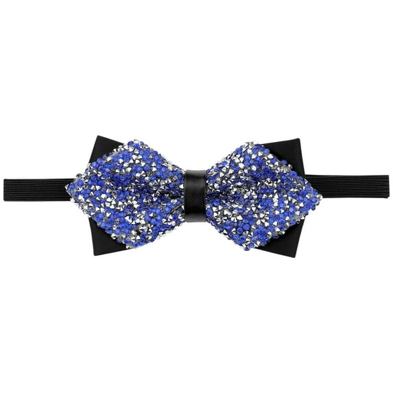 INSPIRE CHIC Men's Diamond Pre-tied Adjustable Neck Tie Fashion Bow Tie for Wedding Party Business Royal Blue