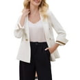 thumbnail image 1 of INSPIRE CHIC Women's Double Breasted Formal Blazers Notched Lapel 3/4 Sleeve 2025 Work Office Suit Jackets S White, 1 of 5