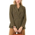 thumbnail image 1 of INSPIRE CHIC Women's Double Breasted Vintage Office Dressy Striped Suit Blazer S Brown, 1 of 5