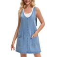 thumbnail image 1 of INSPIRE CHIC Women's Dress Denim Overalls Loose Casual Sleeveless Pinafore Mini Dresses 2XL Sky Blue, 1 of 6