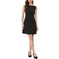 thumbnail image 1 of INSPIRE CHIC Women's Dress Work Elegant Boat Neck Sleeveless A Line Mini Dress XS Black, 1 of 6