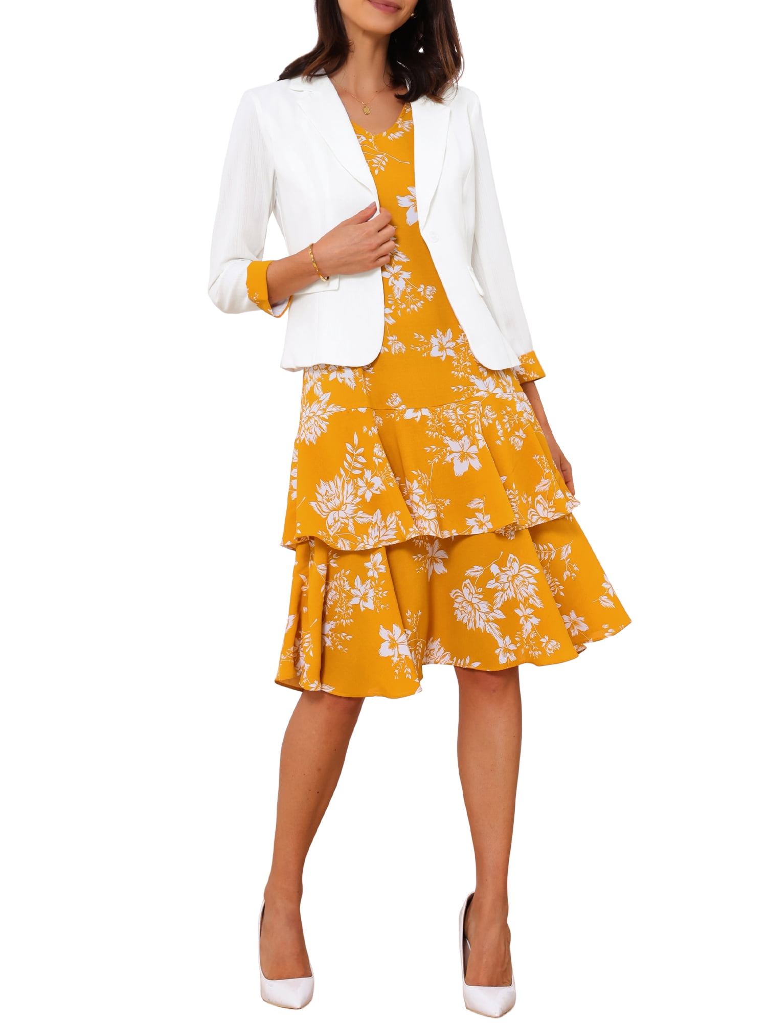 INSPIRE CHIC Women's Dress and Jacket 2 Piece Sets Chiffon Floral — free download