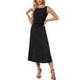 thumbnail image 1 of INSPIRE CHIC Women's Dressy Formal Dress Sleeveless Ruched High Waist A-Line Work Dresses S Black, 1 of 5