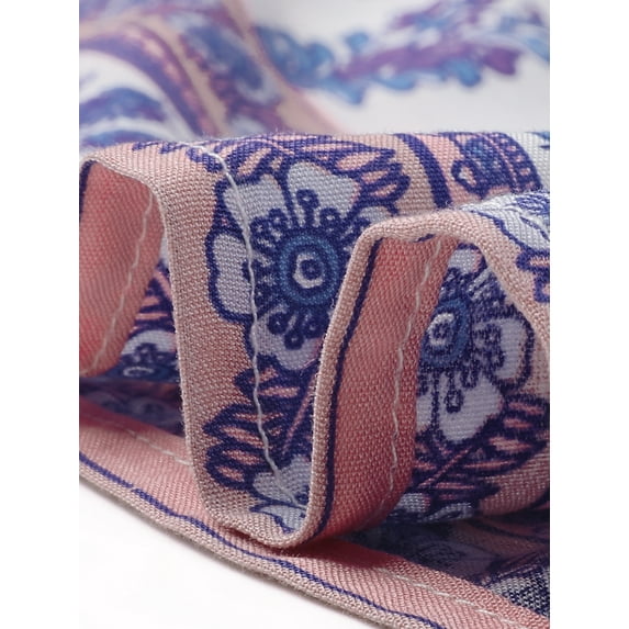 INSPIRE CHIC Women's Elastic High Waist Ruffle Floral Print Boho A Line Pockets Summer Maxi Skirt S Blue Purple