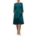 thumbnail image 1 of INSPIRE CHIC Women's Elegant A-Line Dress Crew Neck 3/4 Sleeve Wear to Work Fit and Flare Dresses L Peacock Blue, 1 of 5