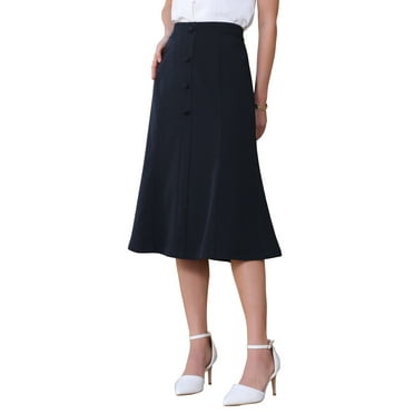 INSPIRE CHIC Women's Elegant Mermaid Work High Waist A-Line Fishtail Midi Skirt 2XL Dark Blue