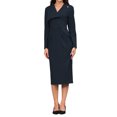 thumbnail image 1 of INSPIRE CHIC Women's Elegant Pencil Dress Lapel V Neck Long Sleeve 2025 Trendy Work Knee Length Dresses L Navy Blue, 1 of 5
