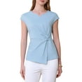 thumbnail image 1 of INSPIRE CHIC Women's Elegant Peplum Top Sweetheart Neck Cap Sleeve Work Office Wrap Blouse S Light Blue, 1 of 5