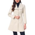 thumbnail image 1 of INSPIRE CHIC Women's Elegant Single Breasted Pea Coat Long Sleeve Winter Warm Coats Lapel A-Line Overcoat Work Office Outerwear XS Beige, 1 of 6