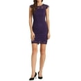 thumbnail image 1 of INSPIRE CHIC Women's Elegant Stretch Knit Cap Sleeve Allover Floral Lace Bodycon Dress M Deep Purple, 1 of 5