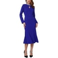 thumbnail image 1 of INSPIRE CHIC Women's Evening Fishtail Dress Long Sleeve Sequin Trim Bodycon Formal Cocktail Midi Dresses M Royal Blue, 1 of 6