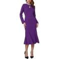thumbnail image 1 of INSPIRE CHIC Women's Evening Fishtail Dress Long Sleeve Sequin Trim Bodycon Formal Cocktail Midi Dresses S Purple, 1 of 6