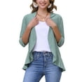 thumbnail image 1 of INSPIRE CHIC Valentine's Day Women's Eyelet 3/4 Sleeve Ruffle Open Front Casual Cardigans S Grey Green, 1 of 6