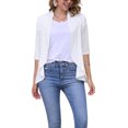 thumbnail image 1 of INSPIRE CHIC Valentine's Day Women's Eyelet 3/4 Sleeve Ruffle Open Front Casual Cardigans S White, 1 of 6