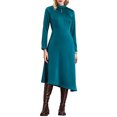 thumbnail image 1 of INSPIRE CHIC Women's Fall Mock Neck A-line Elegant Long Sleeve Satin Dress S Peacock Blue, 1 of 5