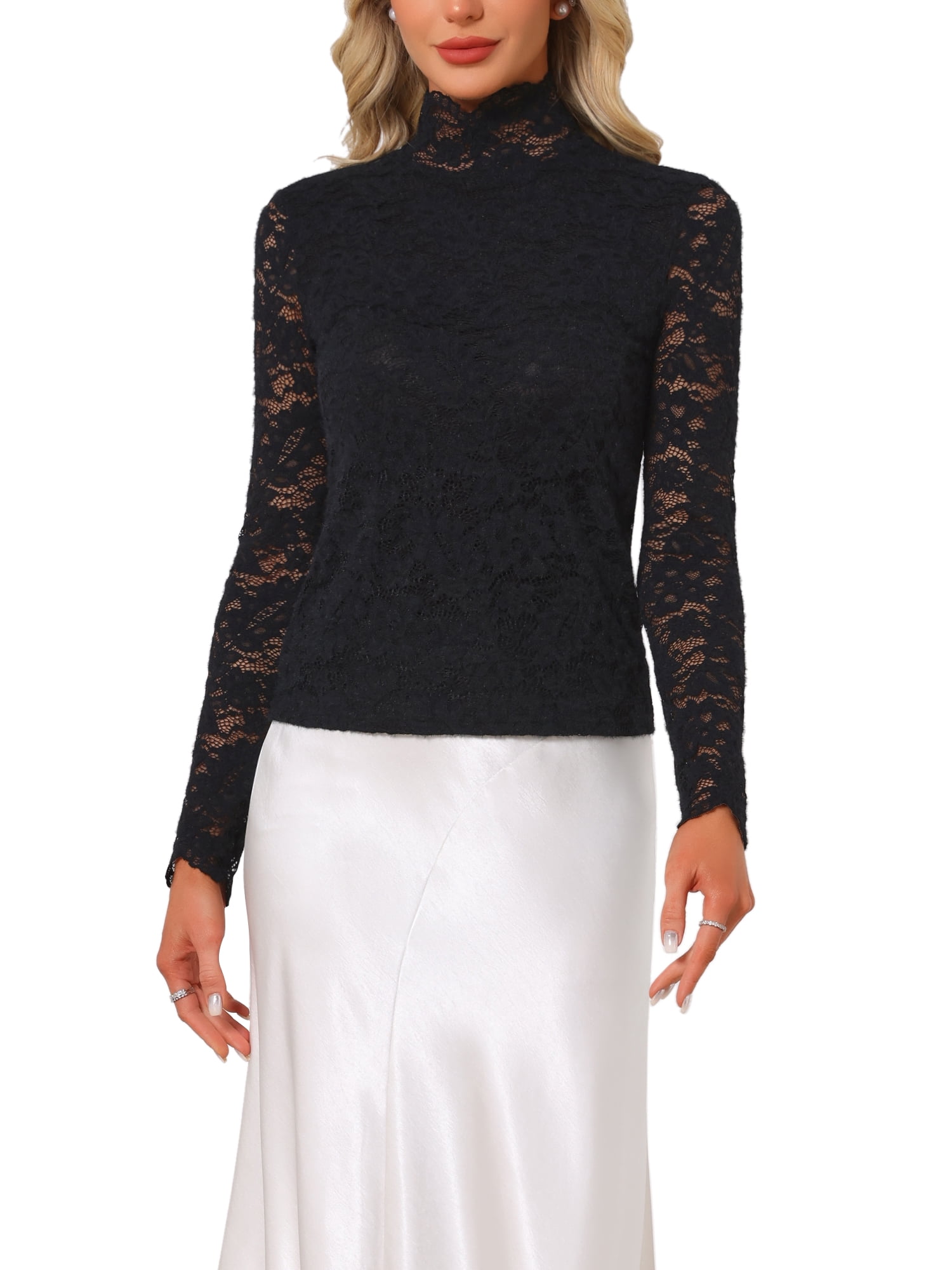 INSPIRE CHIC Women's Floral Blouse Ruffle Neck Long Sleeve Fall Winter ...
