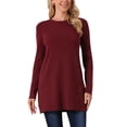 thumbnail image 1 of INSPIRE CHIC Women's Fall Winter Sweater Dress Crewneck Long Sleeve Oversized Tunic Sweater Loose A-Lined Pullover Top S Wine Red, 1 of 6