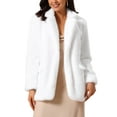 thumbnail image 1 of INSPIRE CHIC Women's Faux Fur Coat Fashion Winter Open Front Jacket Notch Lapel Long Sleeve Fluffy One Button Coat XL White, 1 of 6