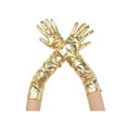 thumbnail image 1 of INSPIRE CHIC Women's Faux Leather Gloves Shiny Full Finger Opera Long Evening Warm Glove One Size Gold, 1 of 6