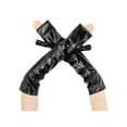 thumbnail image 1 of INSPIRE CHIC Women's Faux Leather Long Sleeve Fingerless Gloves Arm Warmers for Cosplay Fashion One Size Black, 1 of 6