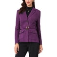 thumbnail image 1 of INSPIRE CHIC Women's Faux Suede Belted Long Sleeve Single Breasted Work Blazer XL Dark Purple, 1 of 6