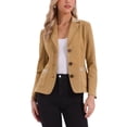 thumbnail image 1 of INSPIRE CHIC Women's Faux Suede Blazer Long Sleeve Lapel Collar Button Jacket S Khaki, 1 of 6
