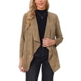 thumbnail image 1 of INSPIRE CHIC Women's Faux Suede Cardigan Lapel Draped Open Front Long Sleeve Lightweight Fall Jacket Casual Work Outwear M Brown, 1 of 6