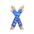 thumbnail image 1 of INSPIRE CHIC Women's Fingerless Gloves Satin Arm Warmers Hollow Out Bow Beads with Finger Loop Royal Blue One Size, 1 of 6