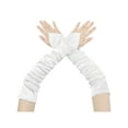 thumbnail image 1 of INSPIRE CHIC Women's Fingerless Sleeves Elbow Long 1920s Satin Gloves with Finger Loop One Size White, 1 of 6