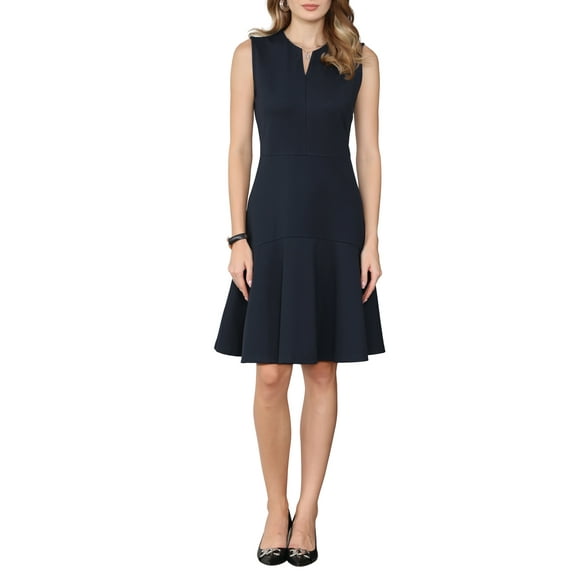 INSPIRE CHIC Women's Fishtails Dress Sleeveless Funeral 2026 Split Neck Office Dresses S Dark Blue