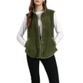 thumbnail image 1 of INSPIRE CHIC Women's Fleece Vest Outerwear with Pockets Button Down Sleeveless 2024 Fall Winter Fashion Fuzzy Vest L Army Green, 1 of 6