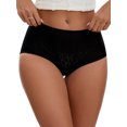 thumbnail image 1 of INSPIRE CHIC Women's Floral Lace Briefs Panties Breathable Comfortable Mid Rise Underwear Black 2XL, 1 of 4