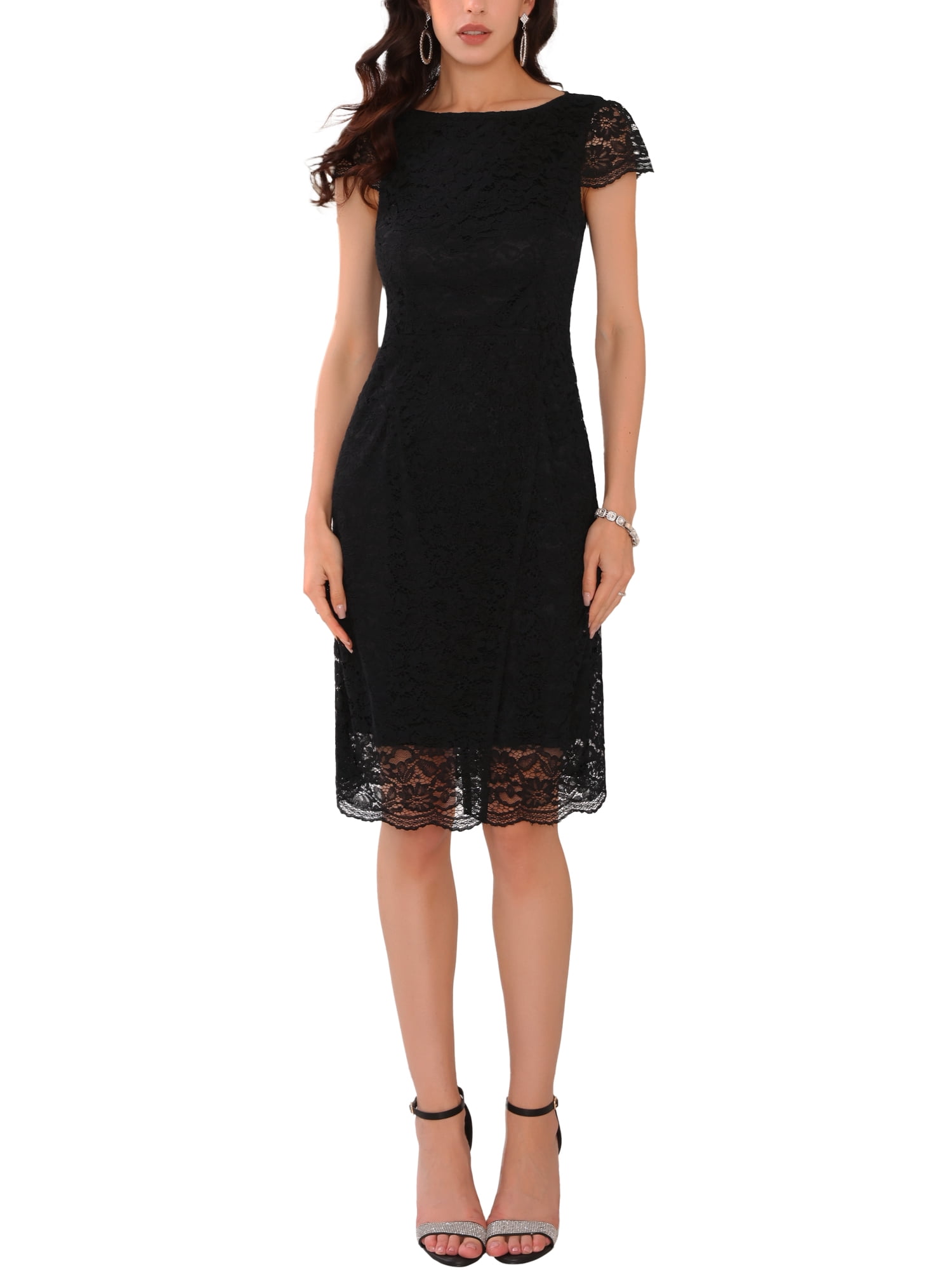 INSPIRE CHIC Women's Floral Lace Cap Sleeve Boat Neck Cocktail Wedding Guest Midi Dresses Black 2XL - Walmart.com INSPIRE CHIC Women's Floral Lace Cap Sleeve Boat Neck Cocktail Wedding Guest Midi Dresses Black 2XL - Walmart.com
