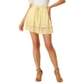 thumbnail image 1 of INSPIRE CHIC Women's Floral Print A-Line Chiffon Layered Mini Skirt Yellow XS, 1 of 6